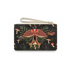 OOAK Artist Designed Moth Mushroom Botanical Wristlet Clutch Black Celestial